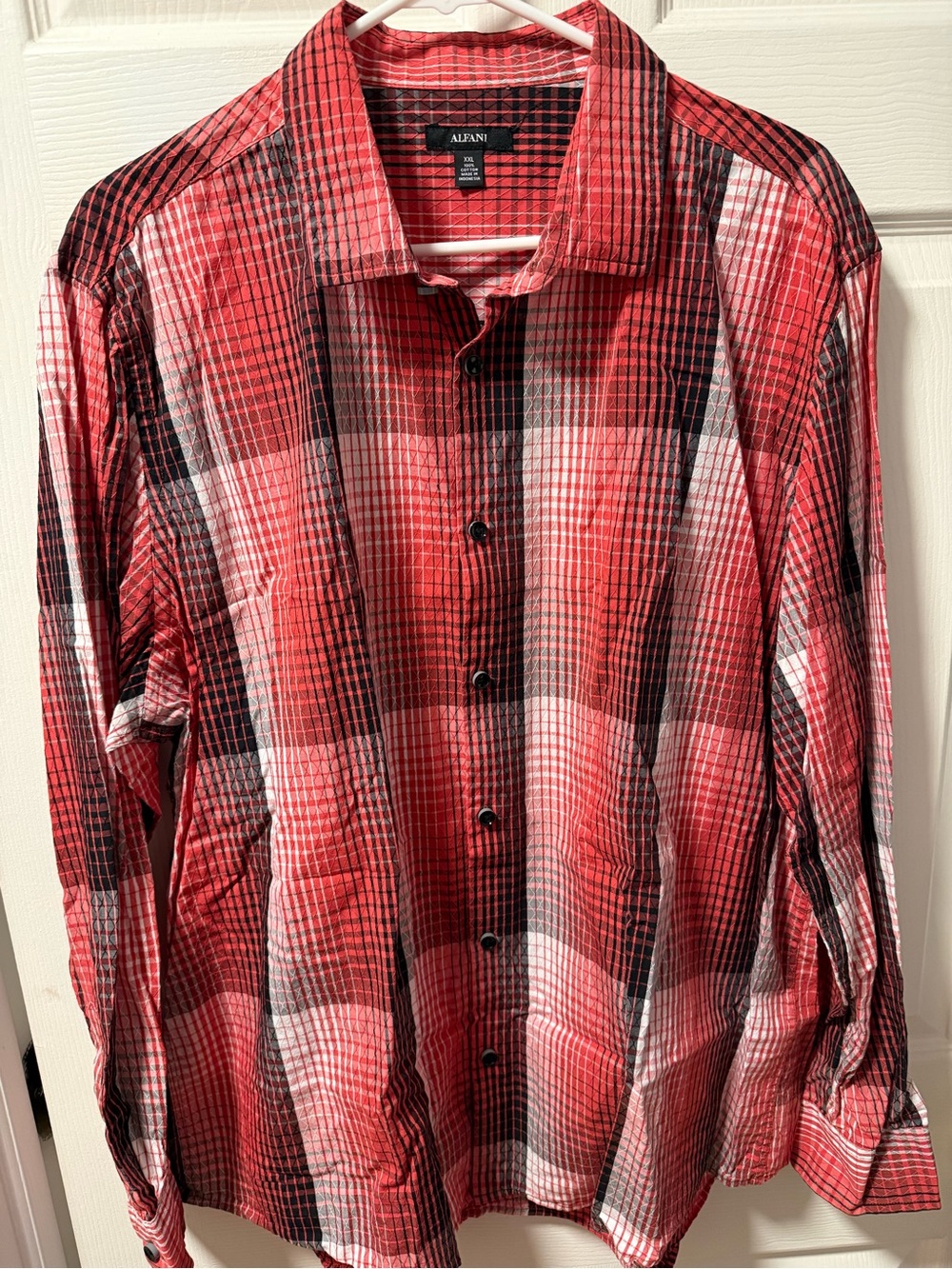 Alfani Red and Black Plaid Button-Down Shirt